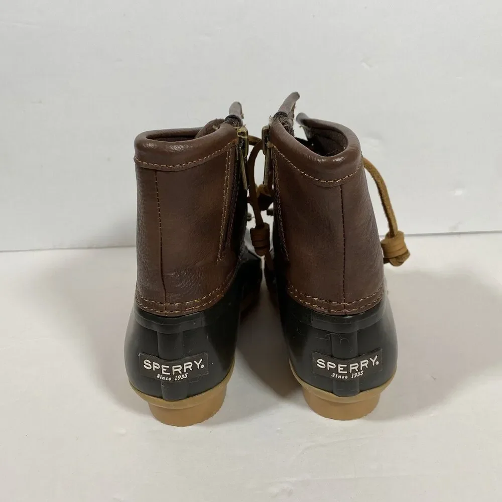 NWOB Sperry Saltwater Duck  Youth Girls Brown Casual Boots 12M - Read Descriptio